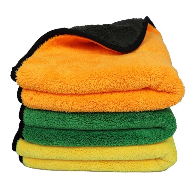 Super Absorbent Double Sided Microfiber Cloth Coral Fleece Reusable Cleaning Rags 16x16